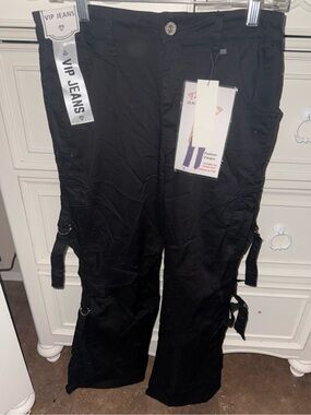VIP Black Utility Cargo Pants with Straps